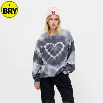 China 2021 New Autumn Tie-Dye Street Top Sweet Anti-wrinkle 2021 Round-collar Lovers Cute Heart-shaped Sweater Women Clothing for sale