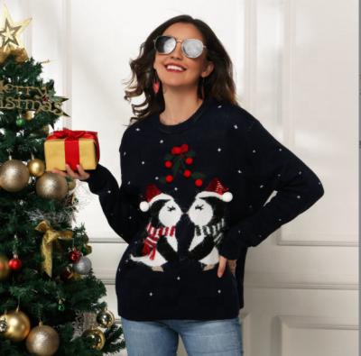 China 2021 Christmas New Winter Anti-wrinkle Knitted Top Girls' Loose Sweater Casual Round-collar Sweater for sale