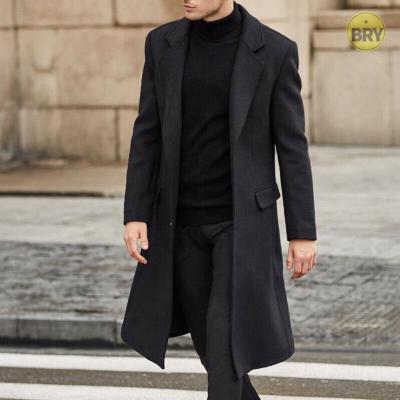 China 2021 New Arrival Fashion Mens Coats Solid Color Anti-Wrinkle Long Sleeve Woolen Jackets Shear Men Overcoat Streetwear Man Trench Outerwear for sale