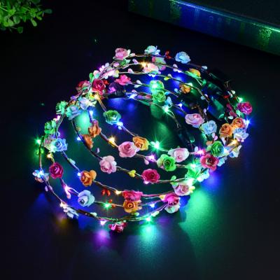 China Ribbon Lights Hair Accessories Holiday Beach Supplies Led Hair Garland Luminous Decorative Wreath Glow Garland HeadbandsFloral for sale