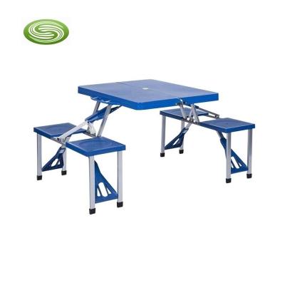 China Outdoor Foldable Table BBQ Table Plastic Table with Folding Stools for Camping for sale