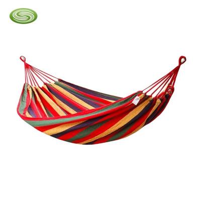 China Strong Customized Red Stripe Cotton Hammock For Outdoor Relaxation Camping Hammock for sale