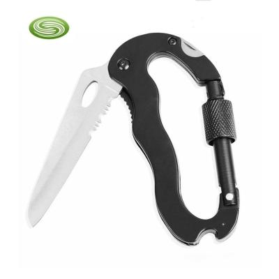 China Multfunctin Aluminum Carabiner with Knife and Bottle Opener for sale