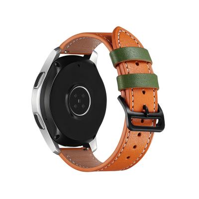 China Unique Design Leather Hot Selling Color Contrast Vegetable Tanned Leather Smart Watch Leather Strap for sale