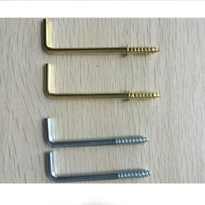 China Self Tapping Gold Color L Shape Carbon Steel Decorative Hooks Eye Hook Screw for sale