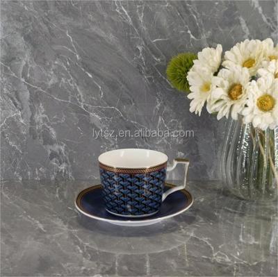 China Viable Ceramic Luxury Cup And Saucer Set Turkish Coffee Cups With Tray For Sell 2 cups&2 saucers for sale