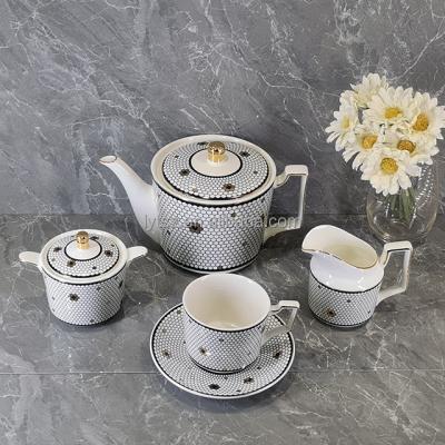 China Nordic Customized Ceramic Tea Cup Set Porcelain Espresso Coffee Cup and Saucer Set 15pcs Tea Set for sale