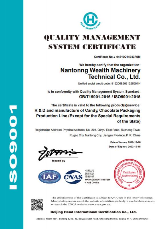 ISO9001 - Nantong Wealth Machinery Technical Co., Ltd.