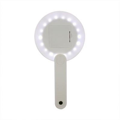 China ABS Plastic Frame Lighted Foldable Hand Held Mirror With Lamp Switch Mini LED Mirror Pocket Portable Travel Makeup Hand Mirror for sale