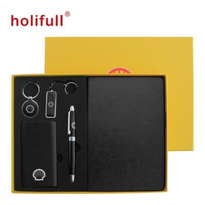 China Agriculture PU leather notebook, 4G USB, 5000 mAh power bank promotion business gift set items for sale