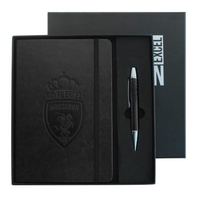 China Business Gift Items Promotional Simple Color PU Notebook Leather Gift Box Set for sale