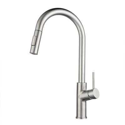 China Pull Out Spray 304 Stainless Steel Pull Out Sprayer Kitchen Mixer Tap Modern Single Handle Sink Faucet With Water Dual Pattern for sale