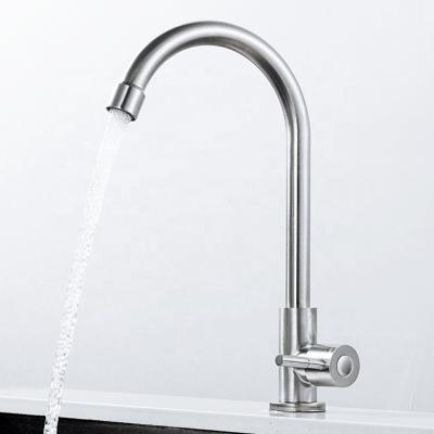 China Metered Faucets Choose To Handle Single Hole Sink Faucet Stainless Steel Cold Water Single Taps For Kitchen Sink Faucet for sale