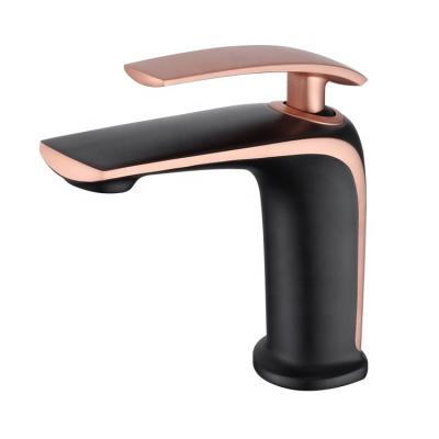 中国 Modern Design Black Rose Gold Bathroom Mixer Single Handle Basin Faucet Bathroom Sink Faucet Modern Design Faucets 販売のため