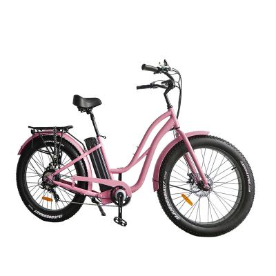 China Aluminum Alloy Ristar 2022 Women New Life 26 Inch Ebike 500W/750W Electric Bike Fat Step Through Beach Cruiser E Bike With Hydraulic Brake for sale