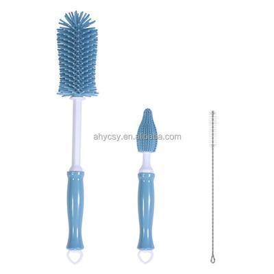 China Viable Household Kitchen Tools Silicone Bottle Brush Cup Cleaning Combo Brush Cleaning for sale