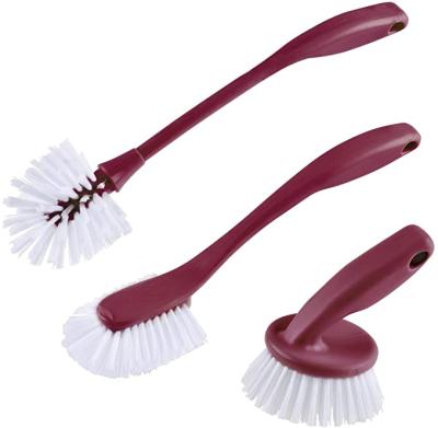 China Sustainable 3 piece scrub kitchen set includes bottle brush scrub brush and mini palm brush for sale