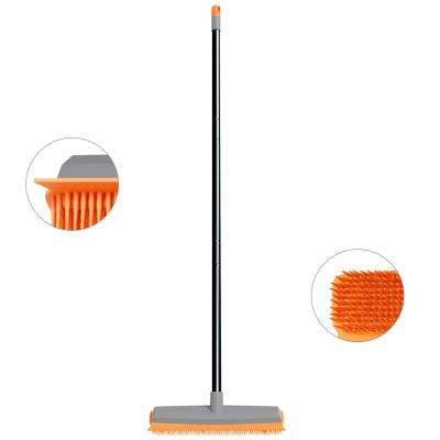 China Sustainable 2-in-1 Silicone Floor Brush Mat Mop With Scraper for sale