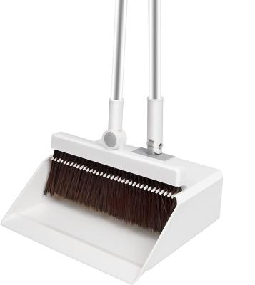 China Handheld broom set includes stainless steel long handle broom and dustpan for sale