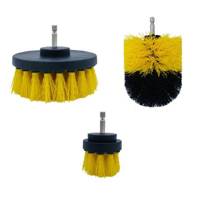 China Viable Electric Drill 3Pcs Cleaning Brush Scrubber Scrub Brush Electric Drill Kit Set for sale