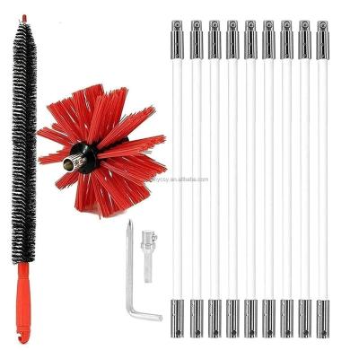 China Sustainable Household Dry Flue Cleaning Brush Kit, Chimney Sweep Cleaning Brush with Long Rods for sale