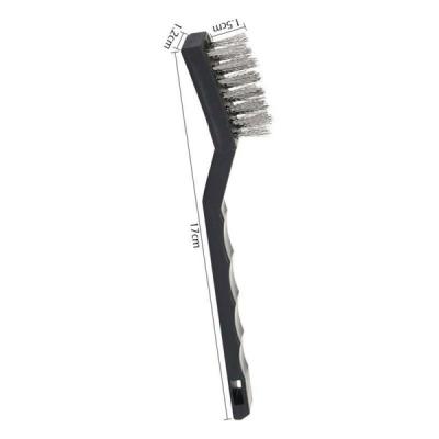 China Wide Application And Durability 12pcs Industry Rust Cleaning Stainless Steel Wire Brushes With Contour Plastic Handle for sale