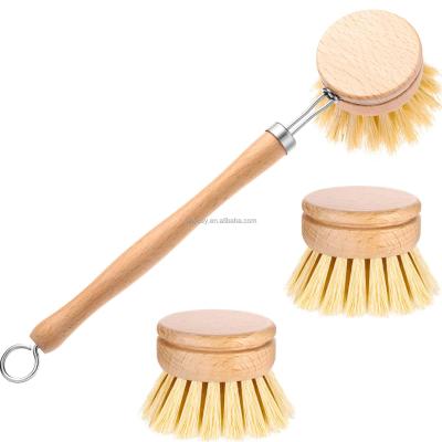 China Sustainable Cleaning Tools Kitchen Wooden Colorful POTS And Bowls Scrub Cleaning Brush for sale