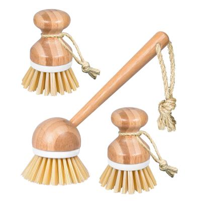 China Sustainable Cleaning Tools Kitchen Dish Brush Bamboo Pot Brush for sale