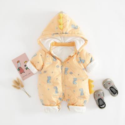 China 100% warm baby hoodie romper cotton fabric clothing babi rompers white pattern design baby boy winter romper full sleeve for sale