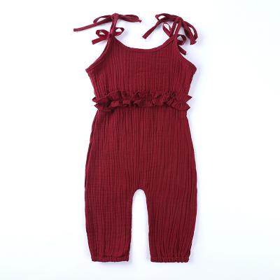 China New Summer Regular Baby Romper Baby Sleeveless Cotton Romper Pants Red Overalls Canvas Babies for sale