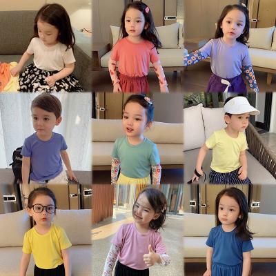 China 100% cotton kids baby boy girls 2021 new summer clothes baby casual cotton 100% short sleeve T-shirt for sale