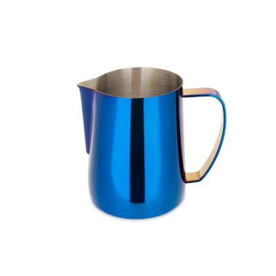 China Yitai Sustainable Factory Modern Espresso Steaming Jug Blue 304 Stainless Steel Coffee Milk Frothing Pitcher for sale