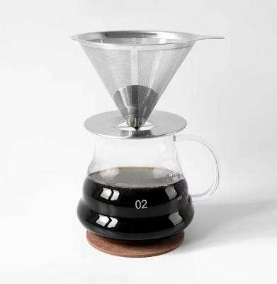 China Viable Pour Over Paperless Metal Slow Cone Filter Coffee Dripper Stainless Steel Single Drip Cup Coffee Maker 1-2 C for sale