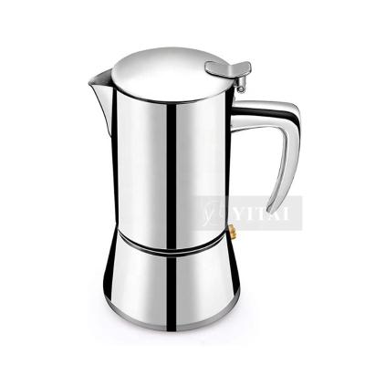 China Stovetop Chrome Stainless Steel Coffee Maker Viable Italian Pot 6.8 Ounce Espresso Mocha Maker Coffee Italian Espresso Pot for sale