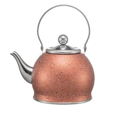 China Viable factory popular linglong apple shape polished 304 stainless steel kettle single wall teapots with removable tea strainer for sale