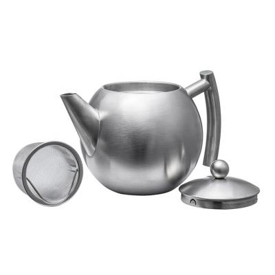 China Popular And Durable Minimalist Stainless Steel Teapot Kettle Teapot Infusers Single Wall Teapot With 1000ml Strainer for sale