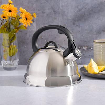 China Sustainable Wholesale Brushed Satin 2L Stainless Steel Whistling Tea Kettle for sale