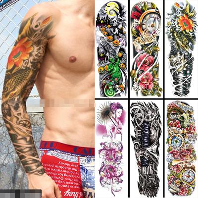 China Custom Waterproof Temporary Tattoo Sticker Extended Arm Skull Tatoo Stickers Large Flash Fake Tattoos For Women Men for sale