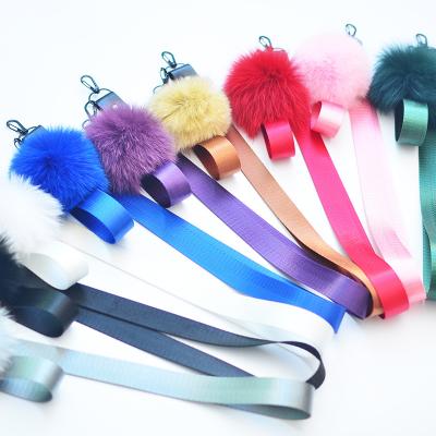 China Fashionable Zonesin Plush Mobile Phones Fox Fur Ball Phone Shorts Key Chain Lanyard for sale