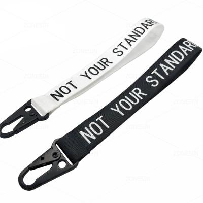 China Promotional Gift Souvenir ZONESIN Professional Manufacturing Gift Carabin Silkscreen Key Chain Lanyard With Custom Logo for sale