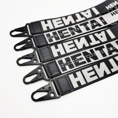 China ZONESIN Lanyard Polyester Carabiner Nylon Lanyard Keychain Custom Woven Wristband No Minimum Order Nylon for sale