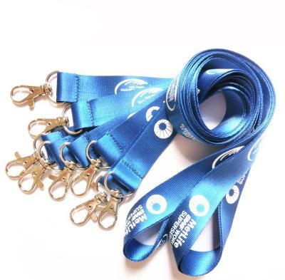 China Key Silk Lanyard With Gold Clip printing blue nylon material by ZONESIN for sale