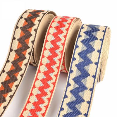 China Ethnic pattern woven beach webbing strap 7cm wide custom viable 6cm retro ladies wholesale for sandals for sale