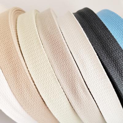 China ZONESIN Wholesale 32mm Thick Viable Polyester Cotton Webbing Roll Tape For Canvas Hold Up Belts Bag Straps for sale