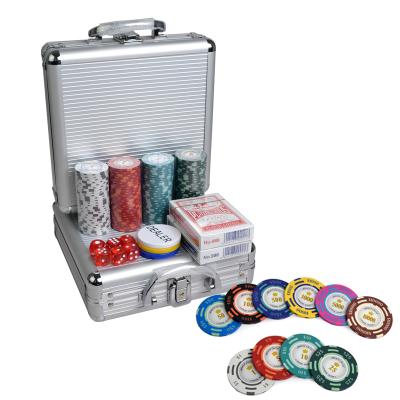 China Poker Chips Sets, 100pcs/set Colorful Clay Casino Clay Texas Hold'em Chips 14g They Chips Sets + Metal Box for sale