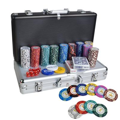 China Colorful Clay Poker Chips Texas Hold'em Poker Chips Chips Sets + Metal Box 300pcs/set 14g Casino Chips for sale