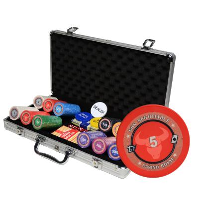 China 300PCS/set 12 Colors Ceramic Casino Poker Chips Set With Aluminum Poker Chip Suitcase for sale