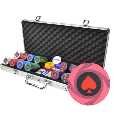 China Round 400PCS/LOT Fishing Ceramic Heart Coins Texas Hold'em Poker Ceramic Chip Entertainment Chips Aluminum Suitcase Set for sale