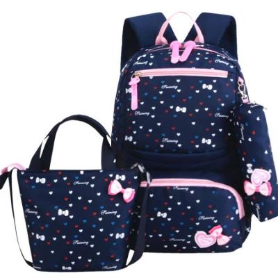 China 2020 waterproof hot sale 3 pieces set cute cartoon bear student shoulder bag back to school bags polyester kids backpack set for girls for sale