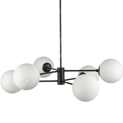 China Mid Century Modern 6 Light Chandelier | Satin Brass/Black Pendant Lighting for sale